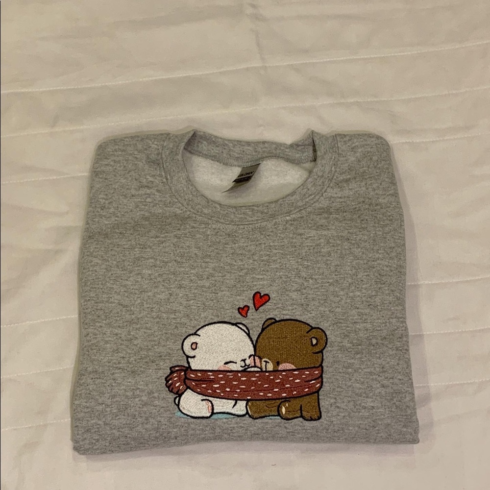 scarf bears embroidery sweatshirt